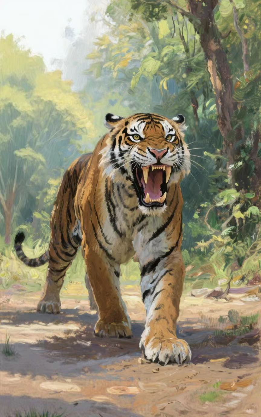 Roaring tiger